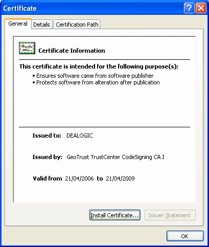 Dealogic code signing certificate