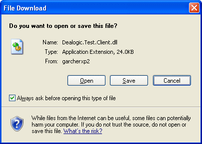 DLL download prompt