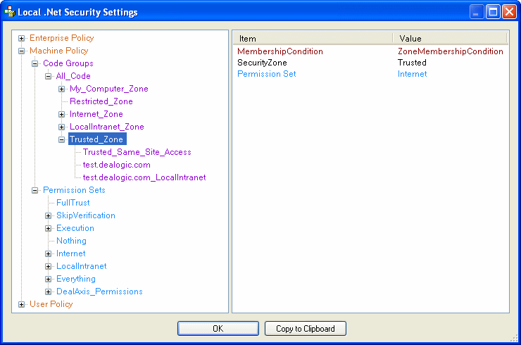 .Net security settings